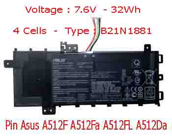 Pin Laptop Asus A512F A512FA A512FL Chính Hãng  ( 15.2V, 64Wh )