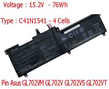Pin Laptop Asus GL702VM GL702V GL702VS Chính Hãng  ( 15.2V, 76Wh )