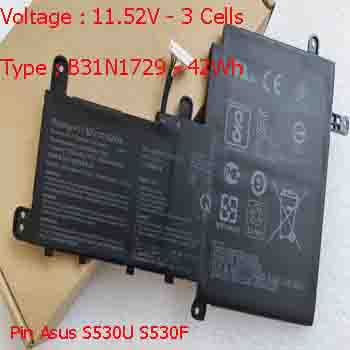Pin Laptop Asus S530U S530UA S530UN Chính Hãng  ( 11.52V, 42Wh )