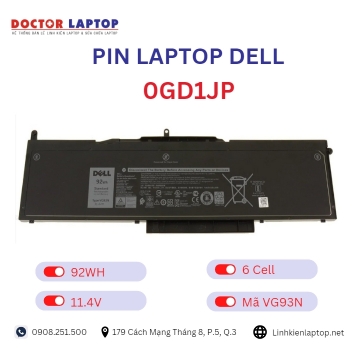 Pin Laptop Dell 0GD1JP Chính Hãng ( 11.4V, 92Wh )