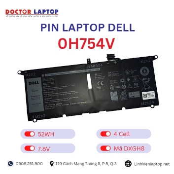 Pin Laptop Dell 0H754V  Chính Hãng ( 7.6V, 52Wh )