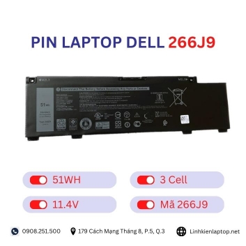 Pin Laptop Dell 266J9 Chính Hãng ( 11.4V, 51Wh )