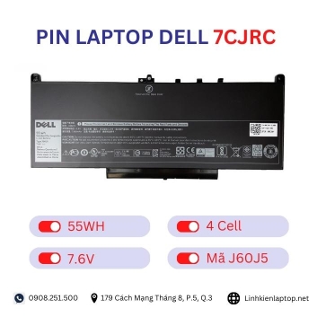 Pin Laptop Dell 7CJRC Chính Hãng ( 7.6V, 55Wh )
