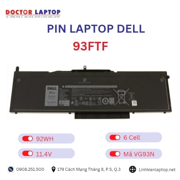 Pin Laptop Dell 93FTF Chính Hãng ( 11.4V, 92Wh )