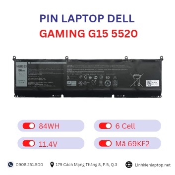 Pin Laptop Dell Gaming G15 5520 Chính Hãng ( 11.4V, 84Wh )