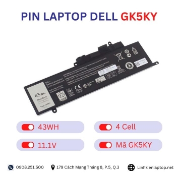 Pin Laptop Dell GK5KY Chính Hãng ( 11.1V, 43Wh )