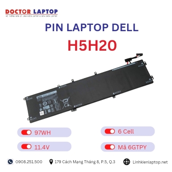 Pin Laptop Dell H5H20 Chính Hãng ( 11.4V, 97Wh )