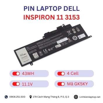 Pin Laptop Dell Inspiron 11 3153 Chính Hãng ( 11.1V, 43Wh )