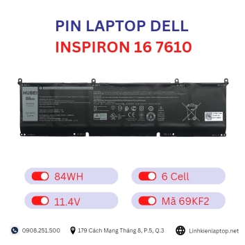 Pin Laptop Dell Inspiron 16 7610 Chính Hãng ( 11.4V, 84Wh )