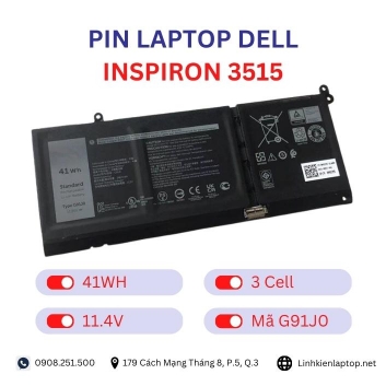 Pin Laptop Dell Inspiron 3515 Chính Hãng ( 11.4V, 41Wh )