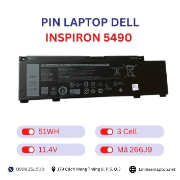 Pin Laptop Dell Inspiron 5490 Chính Hãng ( 11.4V, 51Wh )