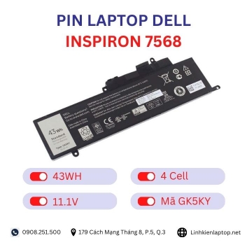 Pin Laptop Dell Inspiron 7568 Chính Hãng ( 11.1V, 43Wh )