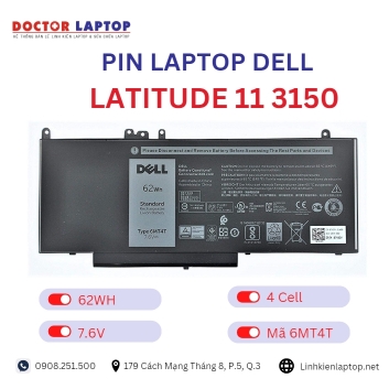 Pin Laptop Dell Latitude 11 3150 Chính Hãng ( 7.6V, 62Wh )