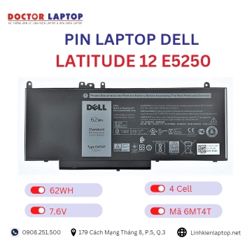 Pin Laptop Dell Latitude 12 E5250 Chính Hãng ( 7.6V, 62Wh )