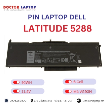 Pin Laptop Dell Latitude 5288 Chính Hãng ( 7.6V, 62Wh )