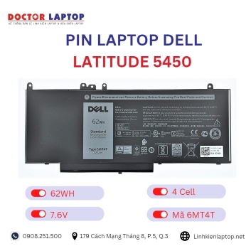 Pin Laptop Dell Latitude 5450 Chính Hãng ( 7.6V, 62Wh )