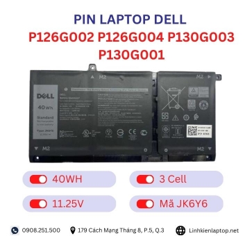 Pin Laptop Dell P126G002 P126G004 P130G003 P130G001 Chính Hãng ( 11.25V, 40Wh )