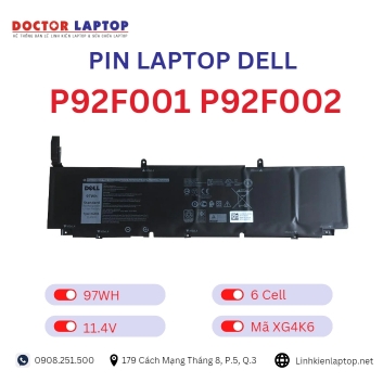Pin Laptop Dell P92F001 P92F002 Chính Hãng ( 11.4V, 97Wh )