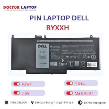 Pin Laptop Dell RYXXH Chính Hãng ( 7.6V, 62Wh )