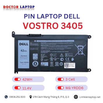 Pin Laptop Dell Vostro 3405 Chính Hãng ( 11.4V, 42Wh )