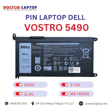Pin Laptop Dell Vostro 5490 Chính Hãng ( 11.4V, 42Wh )