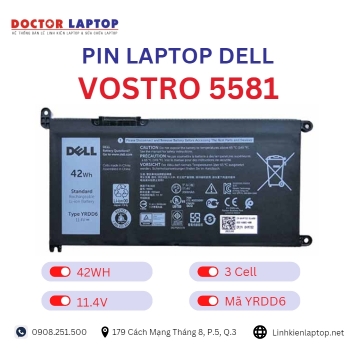 Pin Laptop Dell Vostro 5581 Chính Hãng ( 11.4V, 42Wh )
