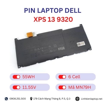 Pin Laptop Dell Xps 13 9320 Chính Hãng ( 11.55V, 56Wh )