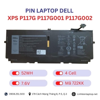 Pin Laptop Dell XPS P117G P117G001 P117G002 Chính Hãng ( 7.6V, 52Wh )